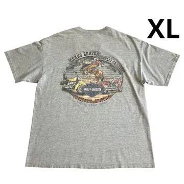 USA 할리데이비슨 티셔츠 XL 헤더 그레이 백 프린트