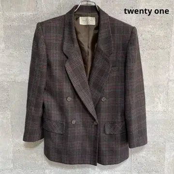 twentyone 체크 무늬 자켓 11호 울 구제 의류