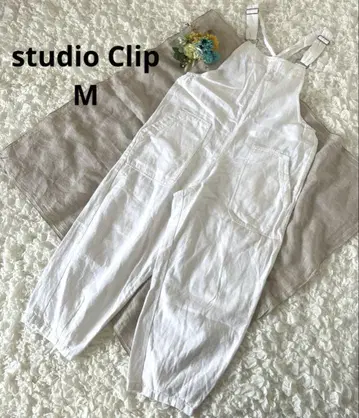 스튜디오 클립 린넨 혼방 오버롤 올인원 살로펫 화이트 M