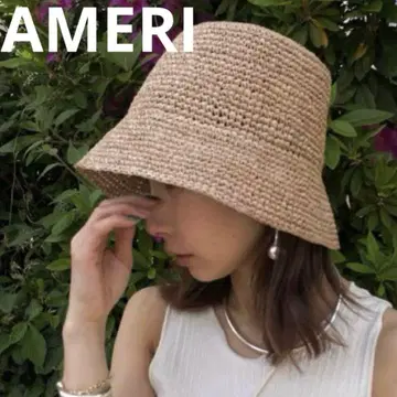 가격 대폭 인하 새상품급 AMERE 베이지 버킷햇 밀짚모자