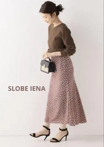 SLOBE IENA 꽃무늬 브라운 머메이드 롱 스커트