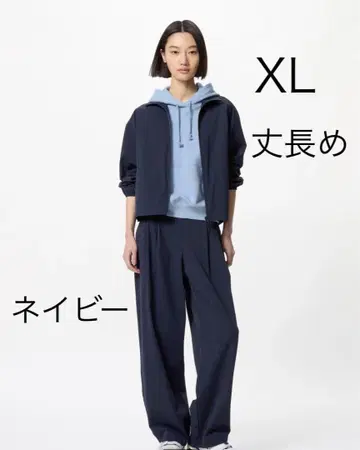 UNIQLO 울트라 스트레치 액티브 와이드 팬츠 네이비 XL 긴 기장