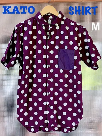 KATO SHIRT 도트 퍼플 반팔 셔츠 M 사이즈