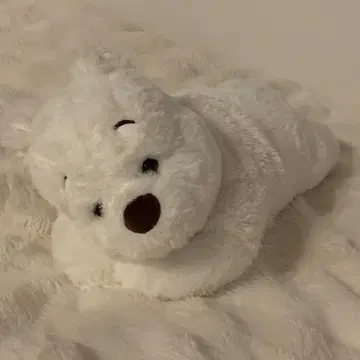 화이트 푸우 봉제 인형 디즈니 스토어 겨울 엎드린 자세 화이트 디즈니