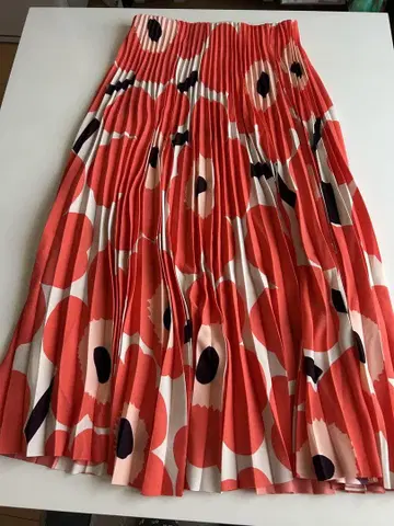 marimekko 플리츠 스커트 S 꽃무늬 우니코