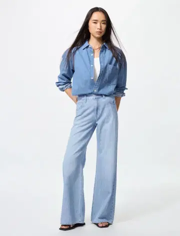 드레이프 와이드 플레어 청바지 UNIQLO 유니클로 24 63 블루