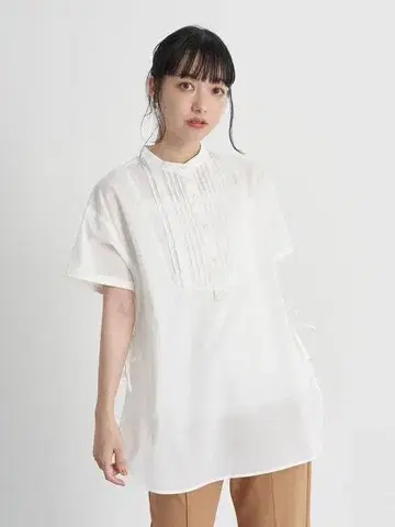 새상품 어스 뮤직 앤 에콜로지 사이드 리본 핀턱 튜닉