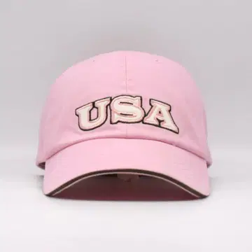 USA 로고 별 패턴 자수 캡 구제 수베니어 핑크 심플