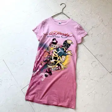 Ed Hardy 에드하디 티셔츠 XS 스컬 핑크 Y2K