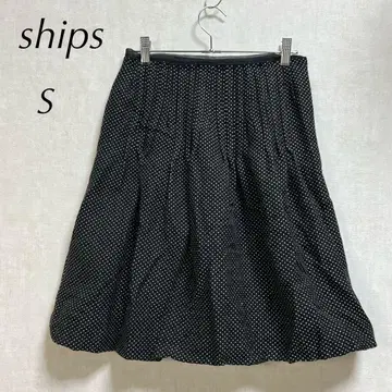 ships 벌룬 스커트 S 도트 무늬 블랙 일본제 울 혼방 무릎 기장