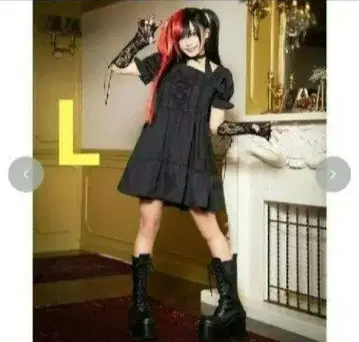 L 사이즈 블랙 아베일 원피스 암커버 시이나 히카리 지뢰계