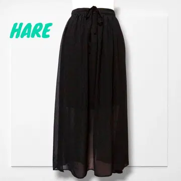 새상품급 HARE 블랙 시스루 랜덤 플레어 롱 스커트 하레