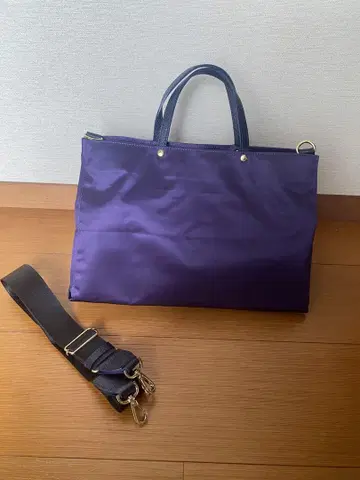 러시트 2way 숄더백 가죽 나일론 짙은 보라색