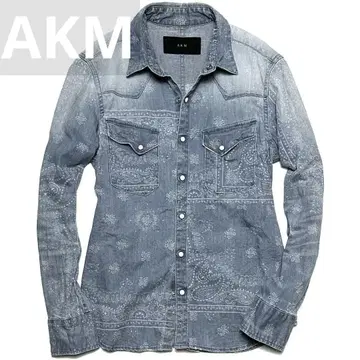 정가 6만 AKM BANDANA DENIM 웨스턴 스냅 셔츠 M