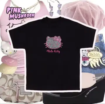 최저가 Hello Kitty 스톤 장식 티셔츠 사이즈 XXL