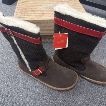 [새상품 미사용] Indian 숏부츠 24.5cm 브라운/레드