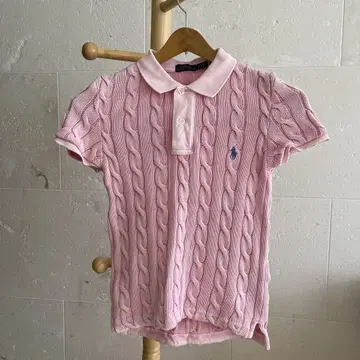 Polo Ralph Lauren 핑크 케이블 짜임 피케 셔츠 S