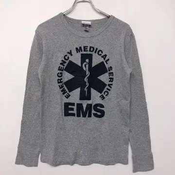 RESCUE SQUAD 구제 의류 EMS 로고 프린트 와플 긴팔 상의