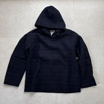 BLACK & BLUE 후드 부착 후드티 블랙 & 파랑 체크