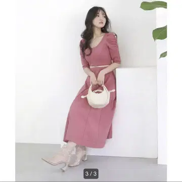 로얄 파티 파워숄 니트 플레어 원피스 F 벨트 세트