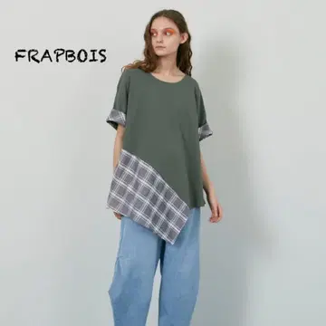 FRAPBOIS 플라보아 변형 T셔츠 오버 사이즈 체크 무늬 샘플