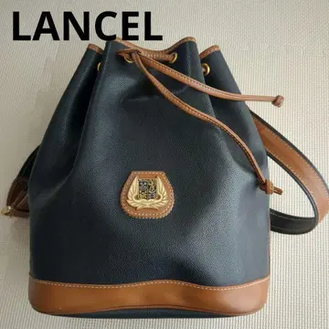 LANCEL 숄더백 크로스바디 가죽 블랙 금장 장식 로고 복조리