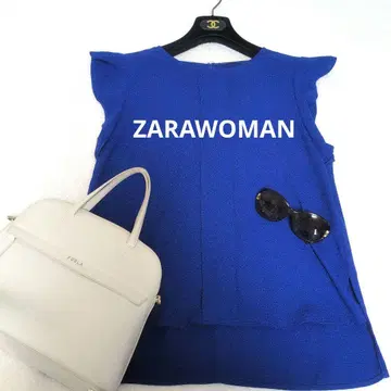 새상품급 ZARA WOMAN 슬리브리스 상의 블루