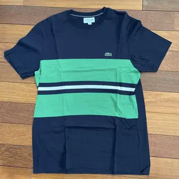 Lacoste 네이비/그린 스트라이프 티셔츠