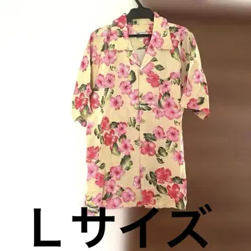 넉넉한 L 사이즈 하와이안 미사용 알로하 셔츠 L
