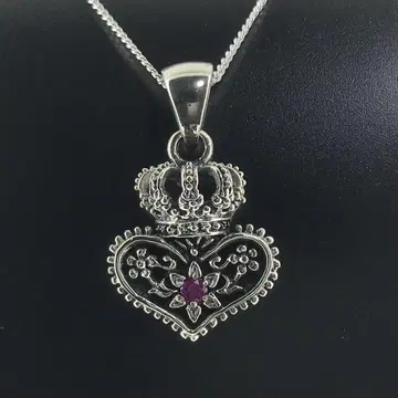 가격 인하 불가 라스트 1점 펜던트 탑 하트 크라운 핑크 문양 십자가