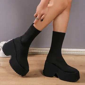 블랙 숏부츠 SHEIN 통굽 37 23.5cm