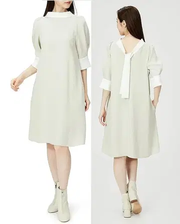 택 포함 새상품 CELFORD 22SS A라인 보타이 원피스