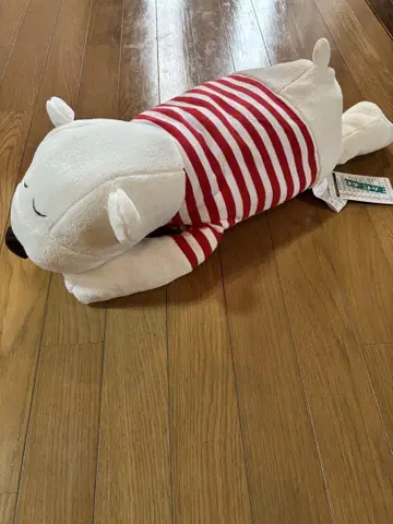 곰 봉제 인형 빨흰 스트라이프