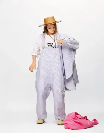 jsluxe OX 스트라이프 오버롤