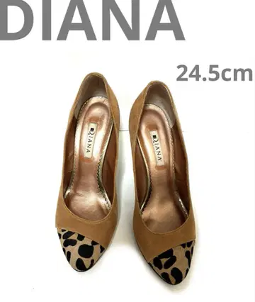 [새상품급] DIANA 베이지 스웨이드 레오파드 무늬 하이힐
