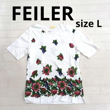 233 FEILER 꽃무늬와 포도 프린트 반팔 티셔츠 L