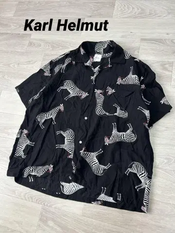 Karl Helmut 얼룩말 오픈 카라 셔츠 LL
