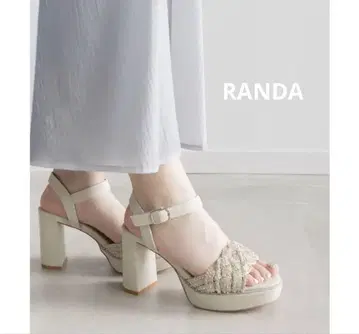 [미사용] RANDA 비쥬 x 짜임 디자인 힐 샌들 아이보리 LL