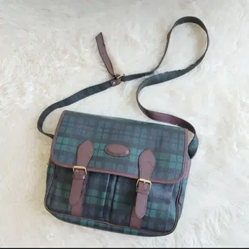 WORLD POLO 숄더백 체크 그린 PVC 가죽