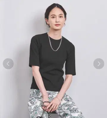 유나이티드 애로우즈 코튼 플라이스 T 블랙