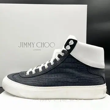 새상품급 지미추 크로코 무늬 하이컷 네이비 29.5cm 상당