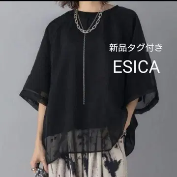 택 포함 새상품 esica 에시카 시어 레이어드 래글런 T셔츠 블랙 M