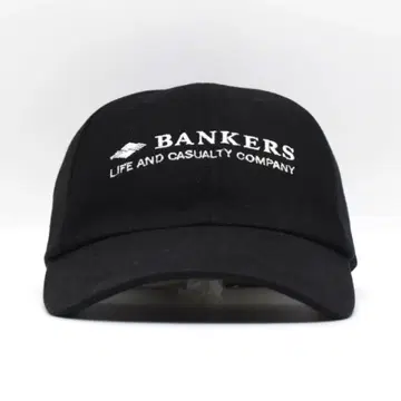 90s 새상품급 BANKERS 보험 기업 로고 자수 캡 빈티지 블랙