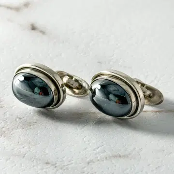 GEORG JENSEN 커프스 커프 링크 44A 헤마타이트 실버