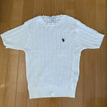 U.S. POLO ASSN. 케이블 짜임 반팔 니트