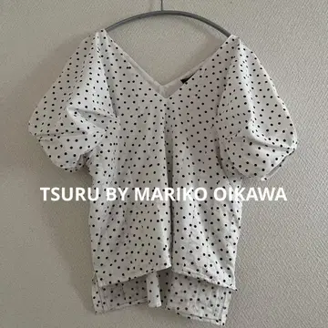 TSURU BY MARIKO OIKAWA 도트 퍼프 슬리브 상의