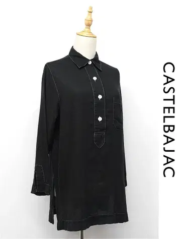 T292/이탈리아제 CASTELBAJAC 튜닉 린넨 블랙 염색 42