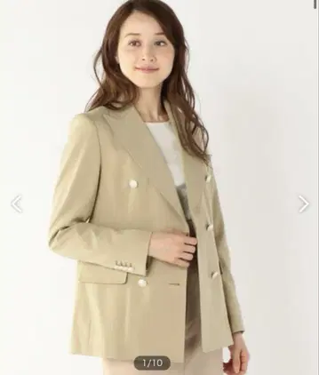 쉽스 더블 자켓 블레이저 베이지 코튼
