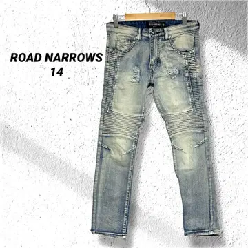 ROAD NARROWS 스키니 데님 14 데미지 가공 라이트 블루