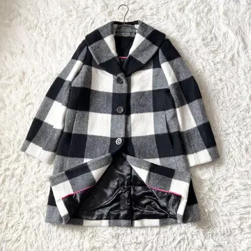 kate spade NEW YORK 체크 울 코트 미들 기장